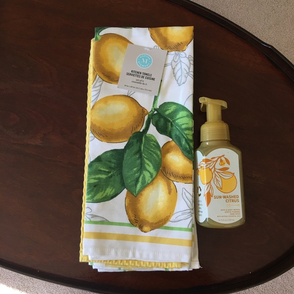 NWT Lemon Towels Martha Stewart, Sugar Plum Lemon Paper Plates, Citrus Soap. - Picture 2 of 11